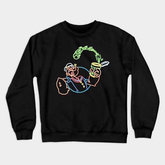 Popeye neon style Crewneck Sweatshirt by AlanSchell76